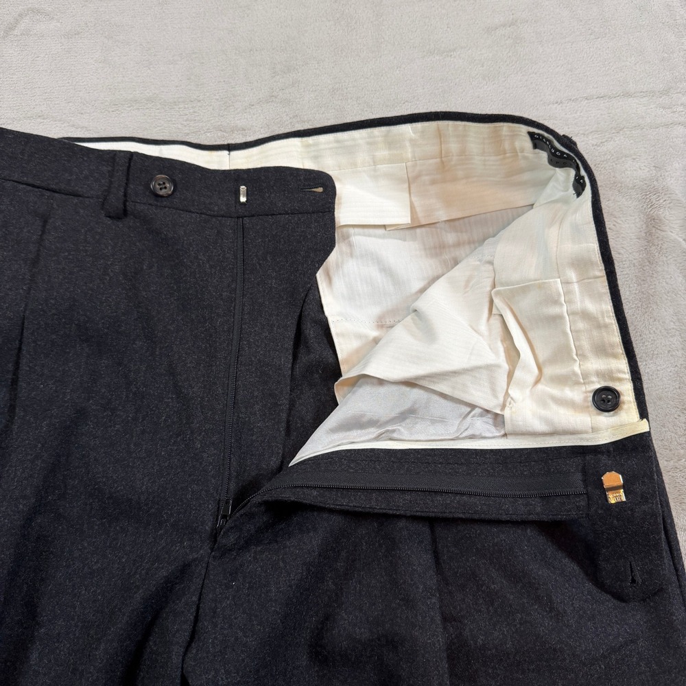 Gianluca Isaia Napoli Mens 34x30 Wool Cashmere Pleated Trousers Gray Italy EUC - Picture 5 of 14